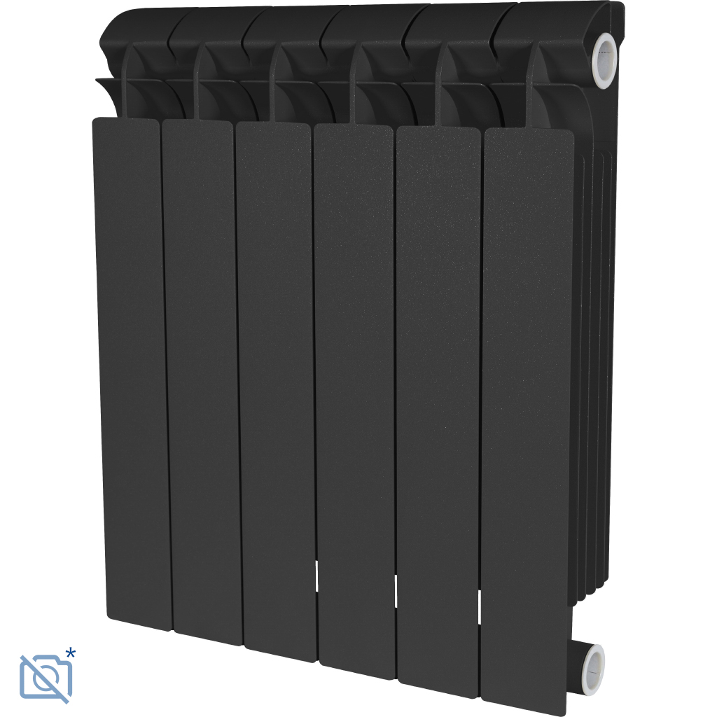 Global  STYLE PLUS 500 8 секции радиатор биметаллический боковое подключение (цвет cod.07 grigio scuro opaco mettalizzato 2748 (черный))