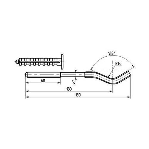 Global  K.6.7 Кронштейн с дюбелем 180 мм